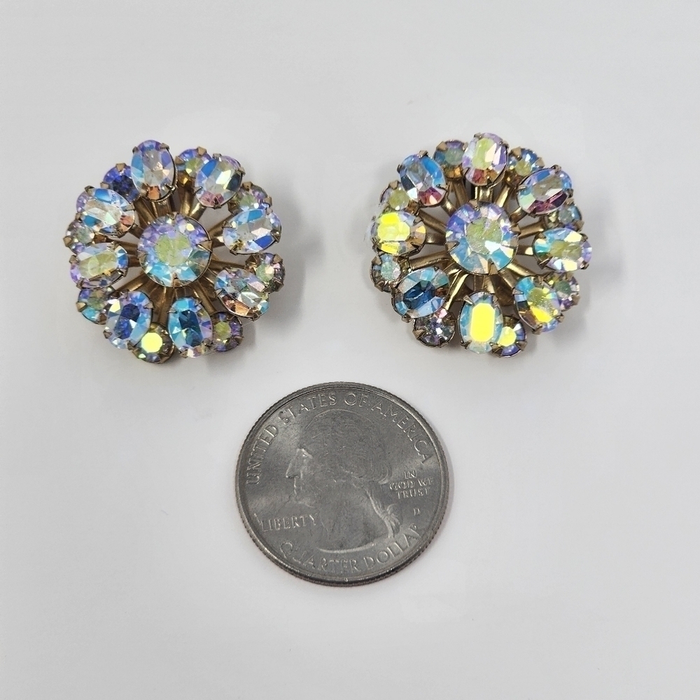 VINTAGE RINESTONE CLIP-ON EARRINGS - Picture 3 of 4